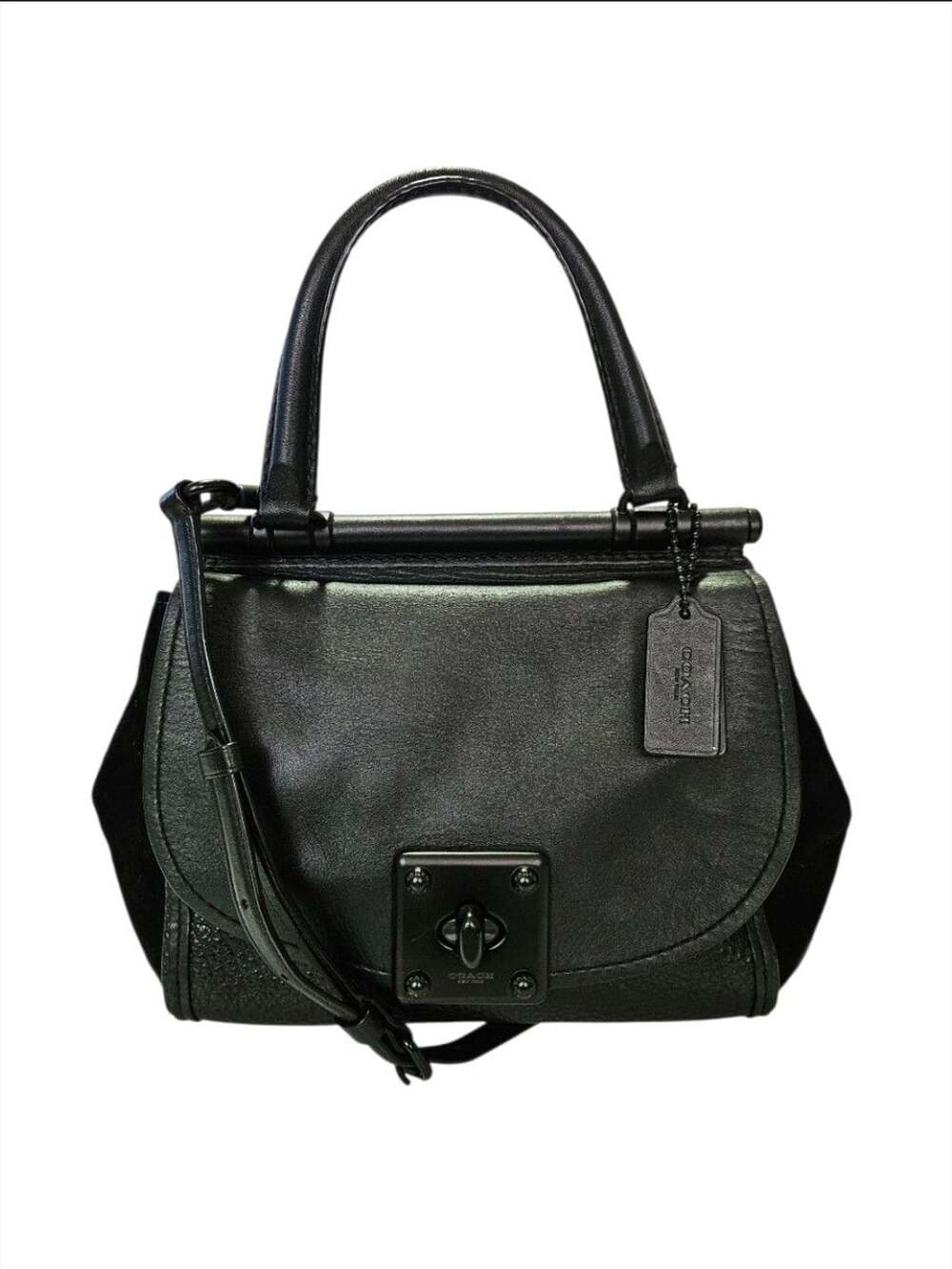 Coach Drifter Top-Handle Satchel Black Mixed Leather 38388